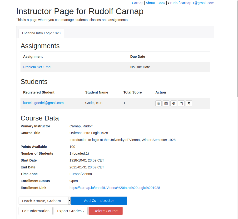 The course card